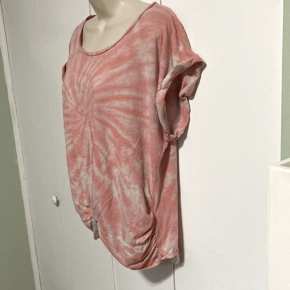 LUCKY BRAND Tie Die Pink Orange Creamsicle Swirl Twist Front Tee Womens Medium - Picture 5 of 15